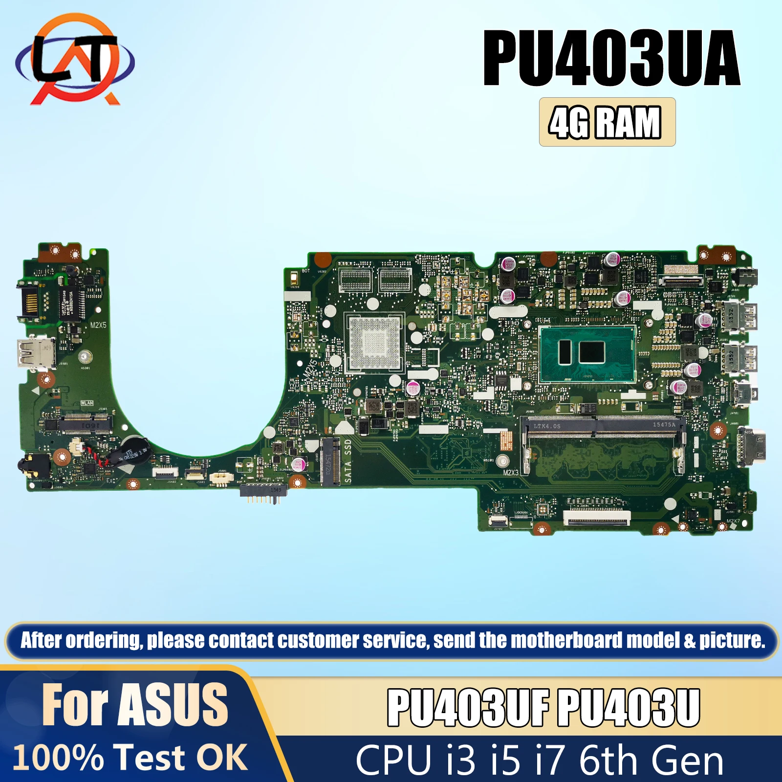 

PU403UA Notebook Mainboard For ASUS PRO ESSENTIAL PU403U Laptop Motherboard With CPU i3 i5 i7 6th Gen 4GB RAM DDR4