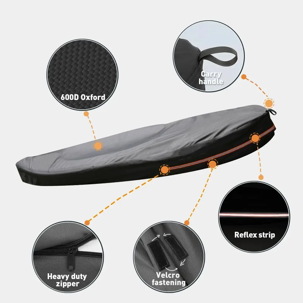 Kayak Cover 16ft 600D Tear Resistant Trailerable Kayak Covers for Outdoor Storage, Waterproof & UV-Proof Heavy Duty Canoe Cover
