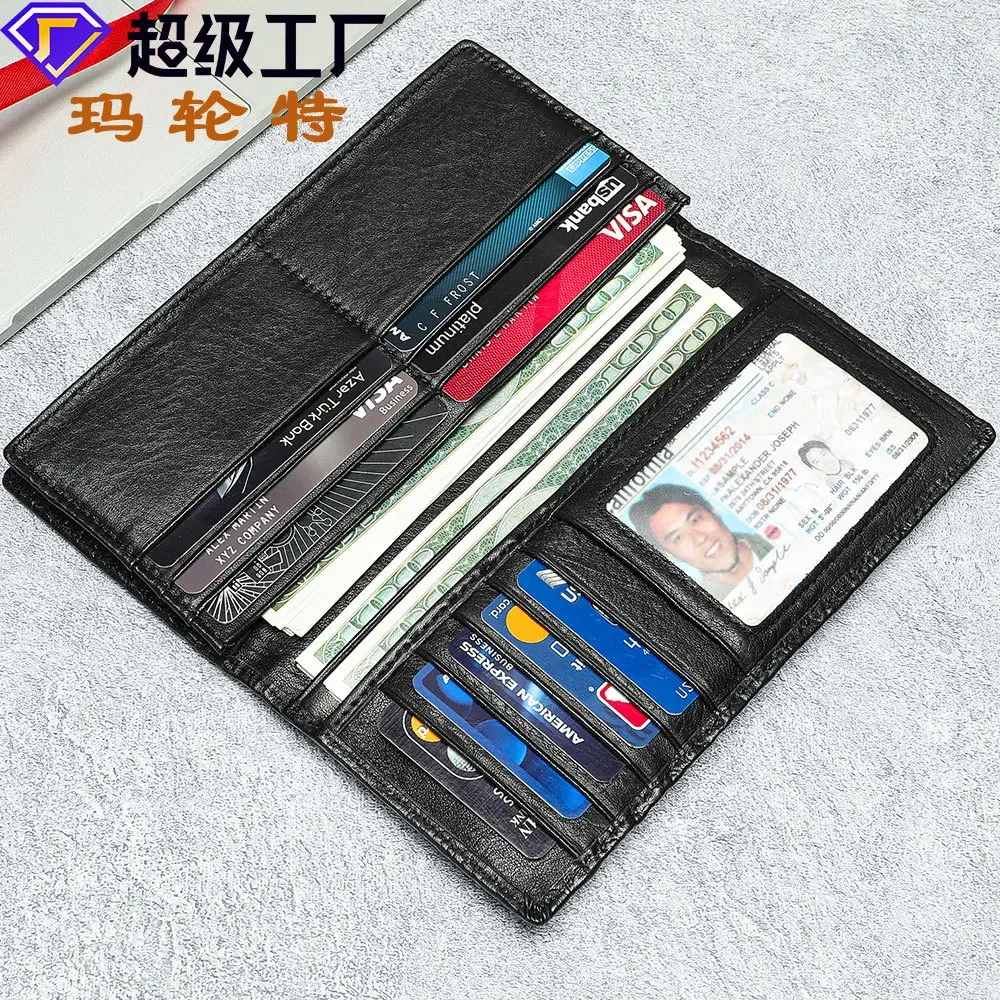 Crocodile patterned wallet men's long leather ultra-thin new soft leather wallet youth business leather bag