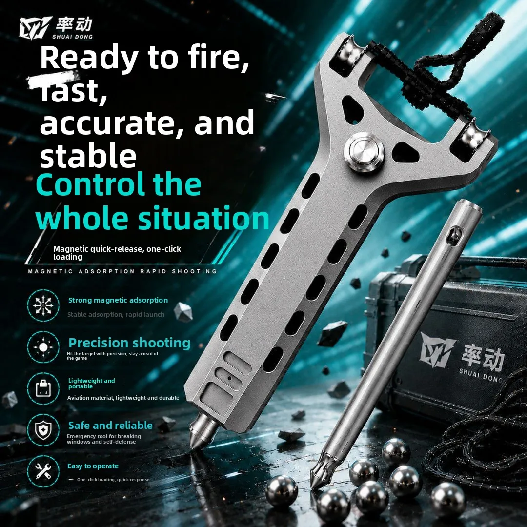 Aluminum Alloy CNC Metal Clip Automatic Reloading Slingshot Powerful Slingshot for Outdoor Precise Shooting Masterpiece Defense