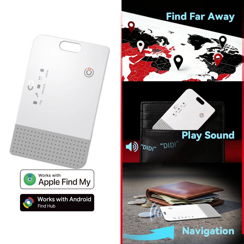 

Ultra Thin Global for Android/iOS Locate Dual System Tracker Wireless Universal Smart Tracking with Google/Apple Find My Device