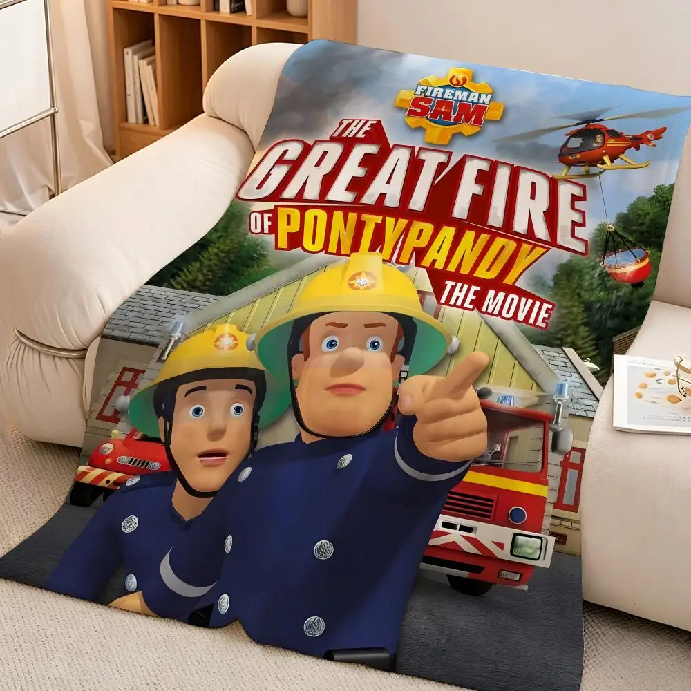 Cartoon F-Fireman Sam Kids British Classic Popular Throw Soft Warm Flannel Blanket Lightweight for Sofa Bed Couch Travel Adults