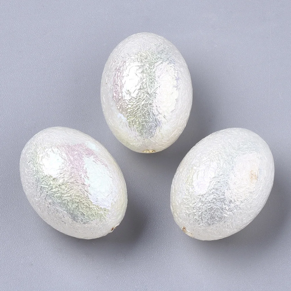 

500g ABS Plastic Imitation Pearl Beads Textured Beads AB Color Plated Oval Creamy White 23x17.5mm Hole: 1.8mm about 120pcs/500g