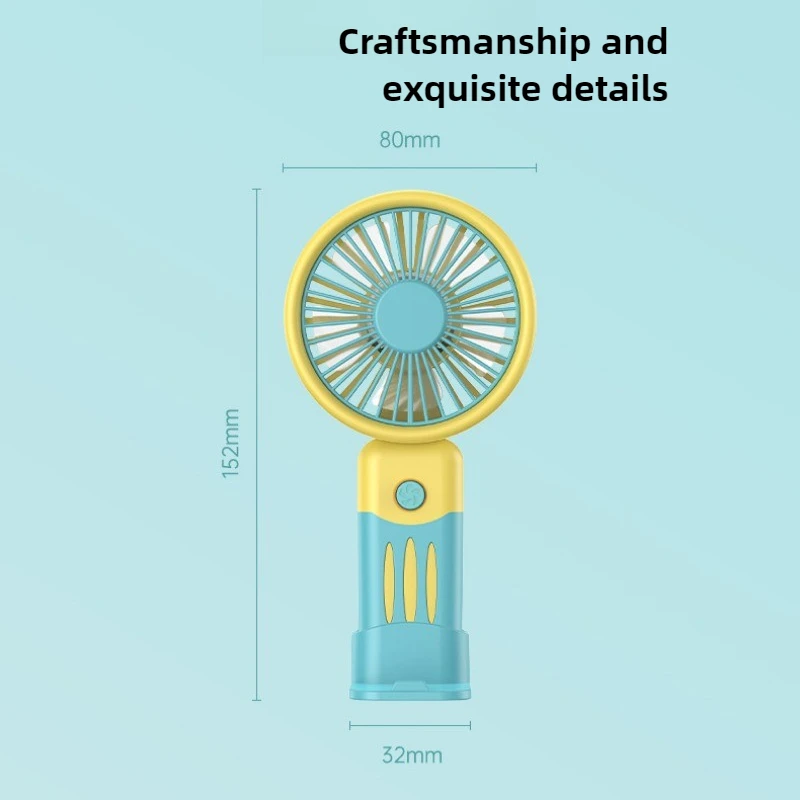 مروحة صيفية صغيرة محمولة باليد، مروحة كرتونية لطيفة لسطح المكتب للطلاب، شحن USB، أنماط متعددة وألوان كتم الصوت