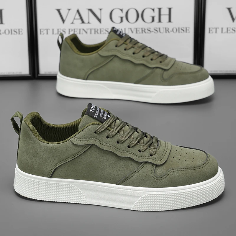 Zapatos Deportivos para Hombre, Estilo Primavera-Otoño, Color Verde, Negro y Rojo, Suela Suave, Transpirables, de Caña Baja, Versátiles y Casuales