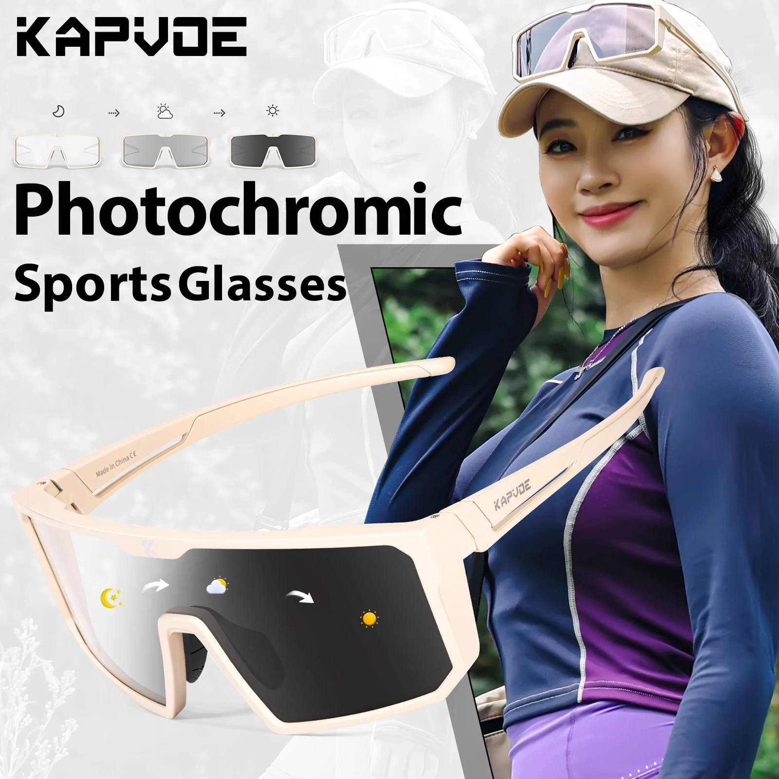 Kapvoe MTB gafas de sol para bicicleta de carretera UV400 gafas de protección fotocromática hombres mujeres montar gafas a prueba de viento gafas para deportes al aire libre