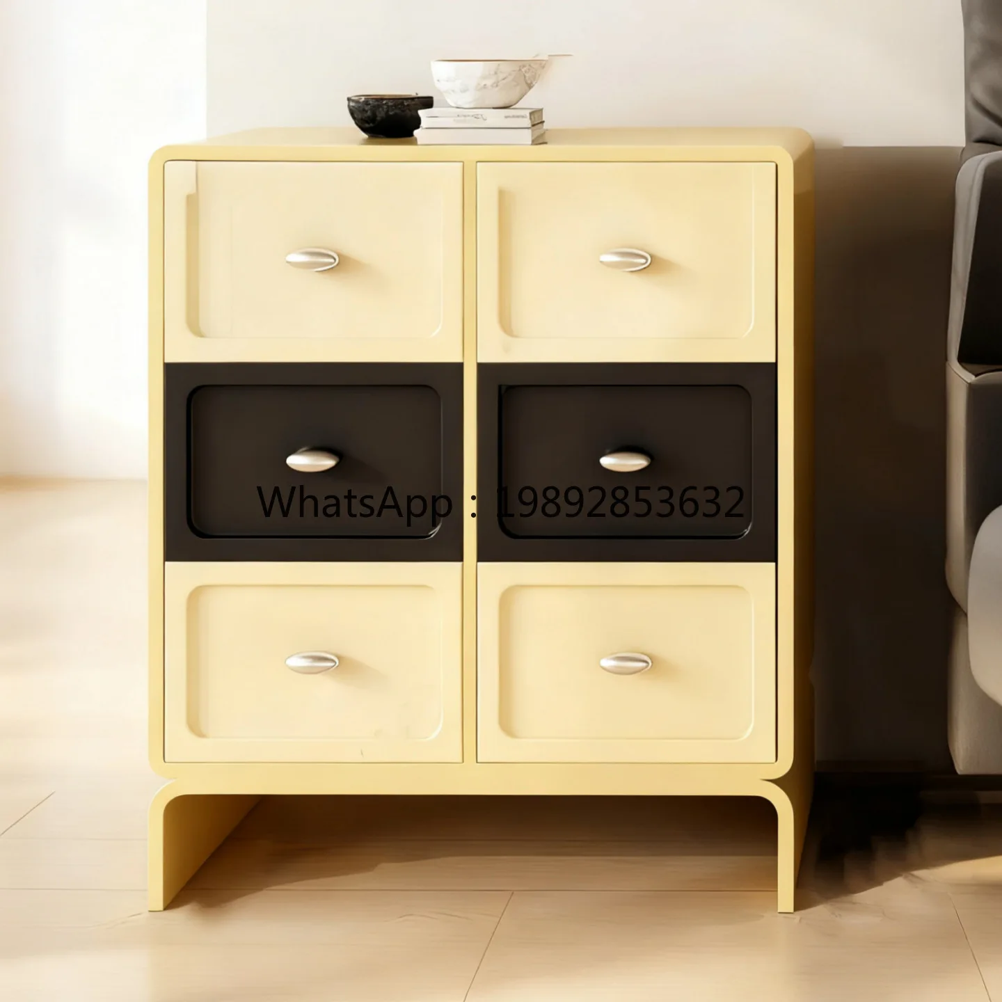 LYY الحد الأدنى البيانو ورنيش ستة أدراج خشب متين مدخل خزانة متعددة الوظائف خزانة جانبية التخزين المنظم #2