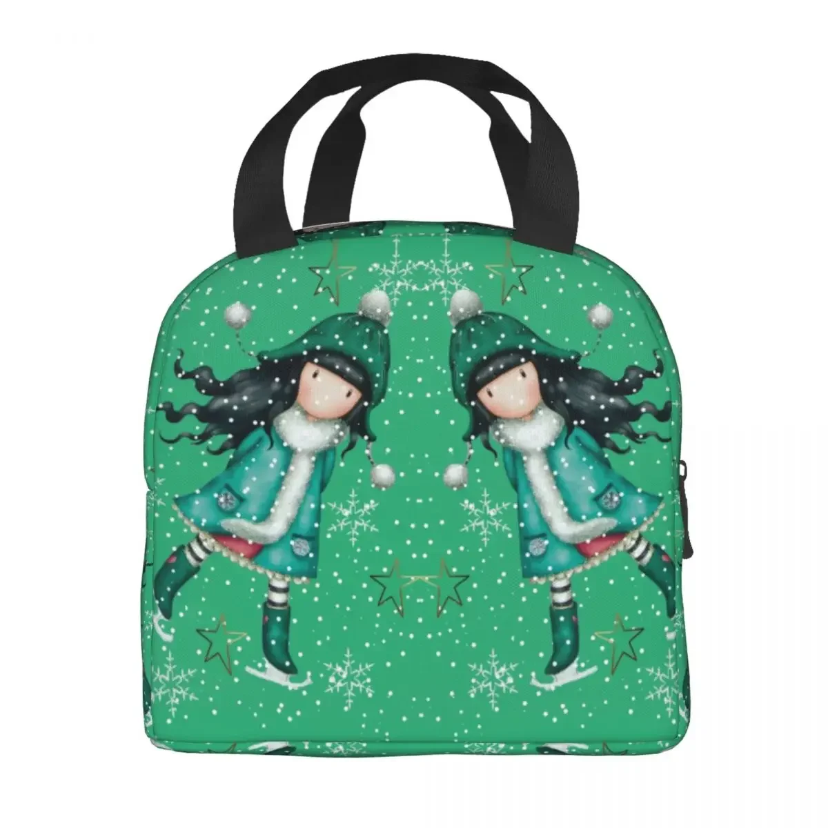 Gorjuss Skating At Christmas Insulated Lunch Bag for Women Anime Thermal Cooler Lunch Box Kids School Children