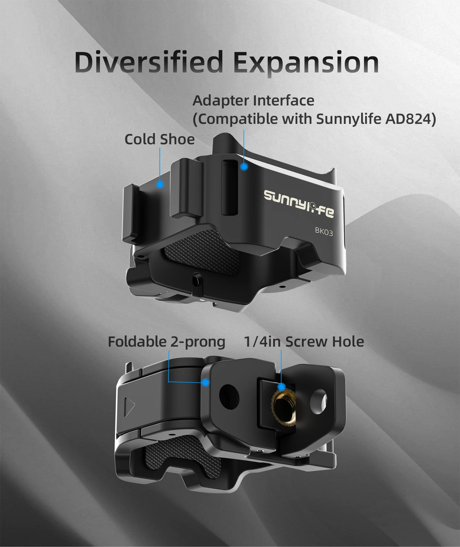 Camera Quick Release Bezel Adapter for DJI OSMO POCKET 3 Cold Shoe Bidirectional Multiple Expansion Interface Black Pink
