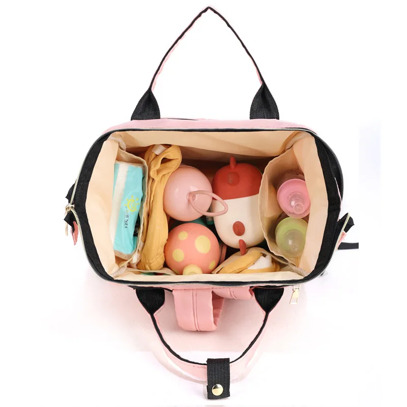 Embroidery Name Large Capacity Mommy Bag Portable Outdoor Travel Multi compartment Mother and Child Multi functional Backpack