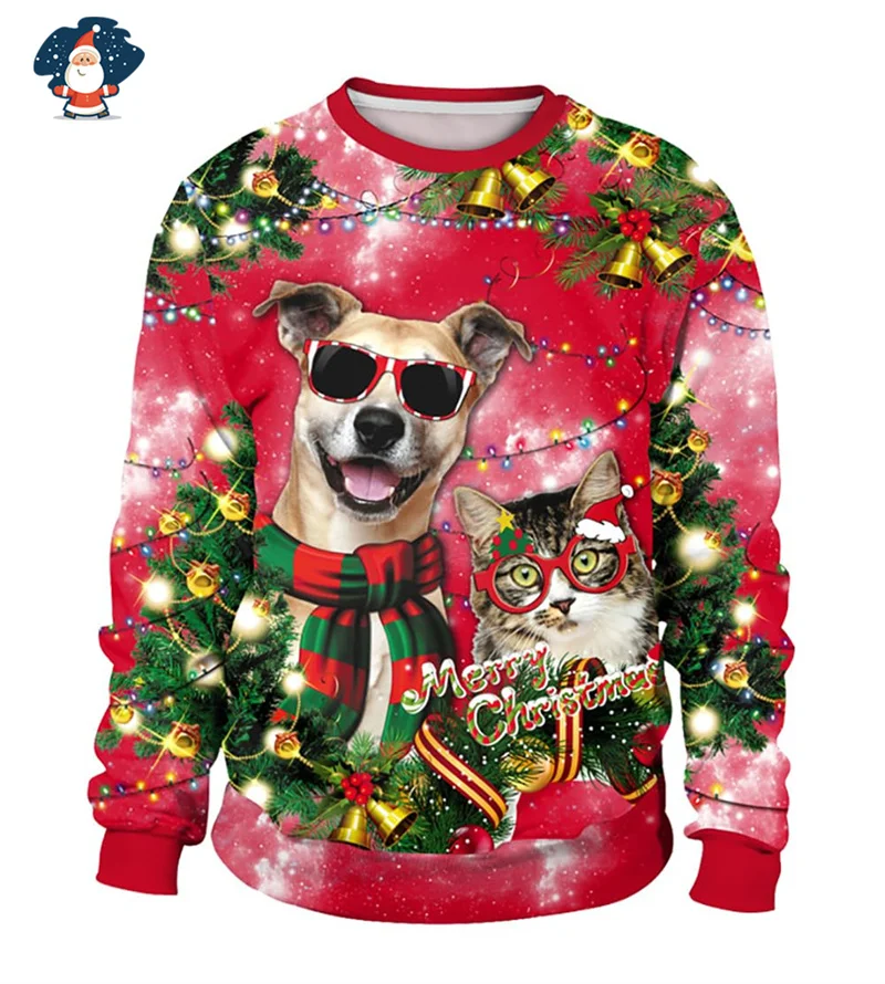 Merry Christmas Sweatshirts Funny Ugly Christmas Sweater Kid Fashion New In Sweaters Women Ugly Sweaters Christmas Jumpers Man