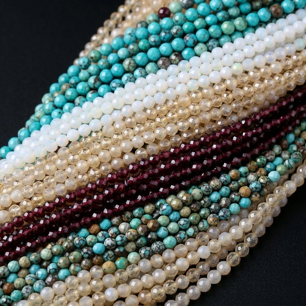 2 3 4mm Natural Faceted Citrine Fluorite Green Turquoise Stone Beads For Jewelry Making DIY Bracelet Necklace Accessories