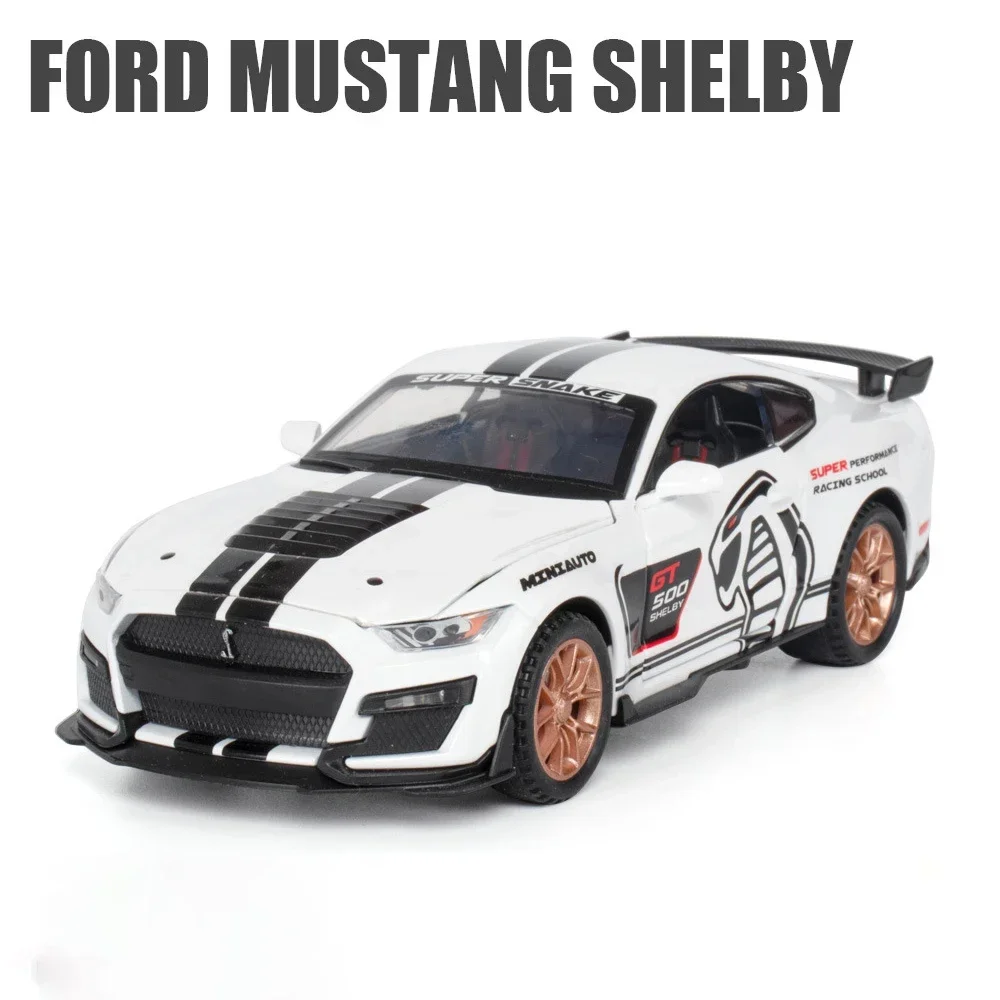 Nieuwe 1:32 Hoge Simulatie Supercar Ford Mustang Shelby Gt500 Automodel Legering Pull Back Kid Toy Car 4 Open Deur Kinderen Geschenken