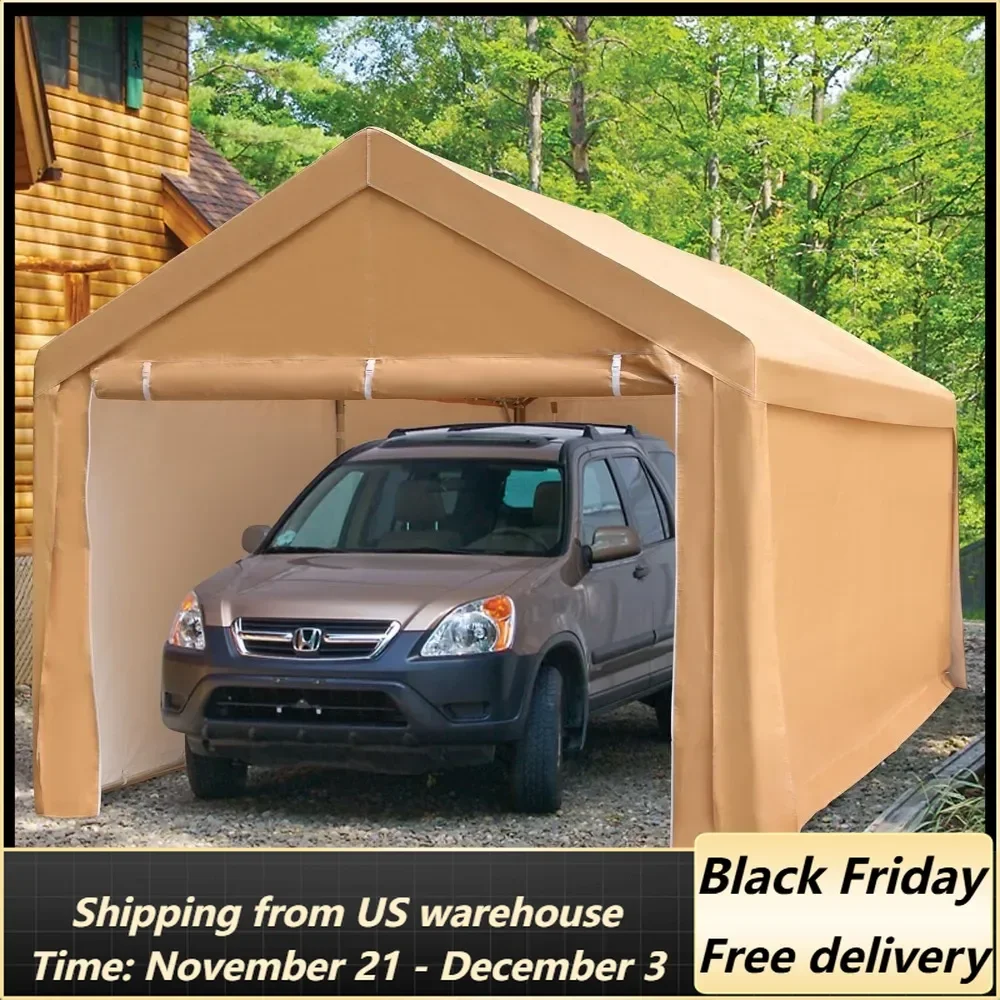 10x20ft Heavy Duty Carport Car Canopy, Portable Garage with Removable Sidewalls & Doors, UV Protected