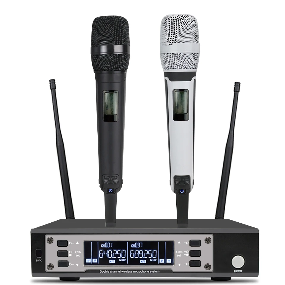 Longa Distância Handheld Sistema De Microfone Sem Fio, Dual Channel, UHF, Desempenho De Palco, Dinâmico, EW135G4