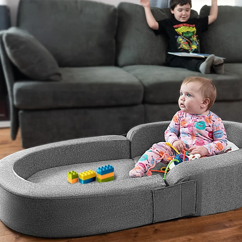 Custom Modern Outdoor Infant Portable Stackable Kids Couch Sofa Chair Bed 2 in 1 Foldable Travel Baby Crib Sofa