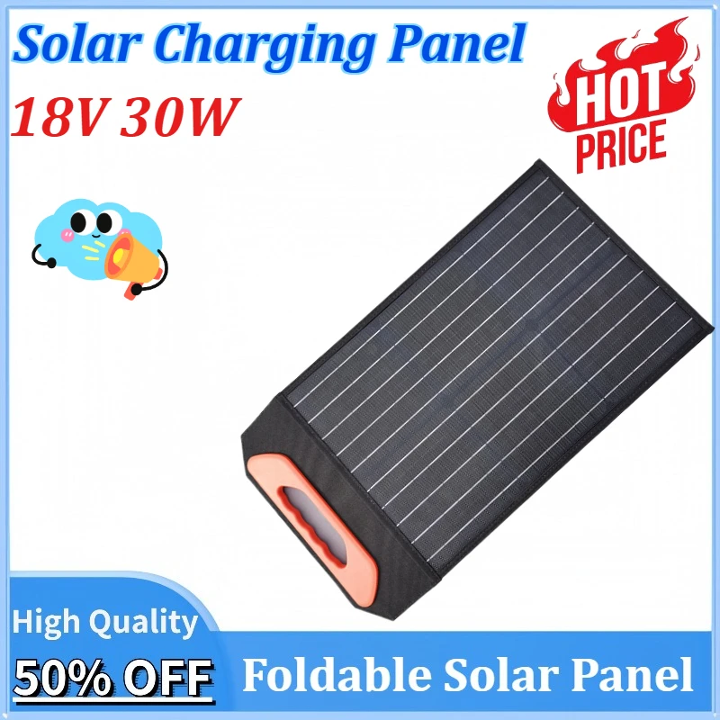 

18V 30W Monocrystalline Solar Charging Panel for Outdoor Camping Power Bank Charger for Phone Tablet Yacht Motorhome Car RV Boat