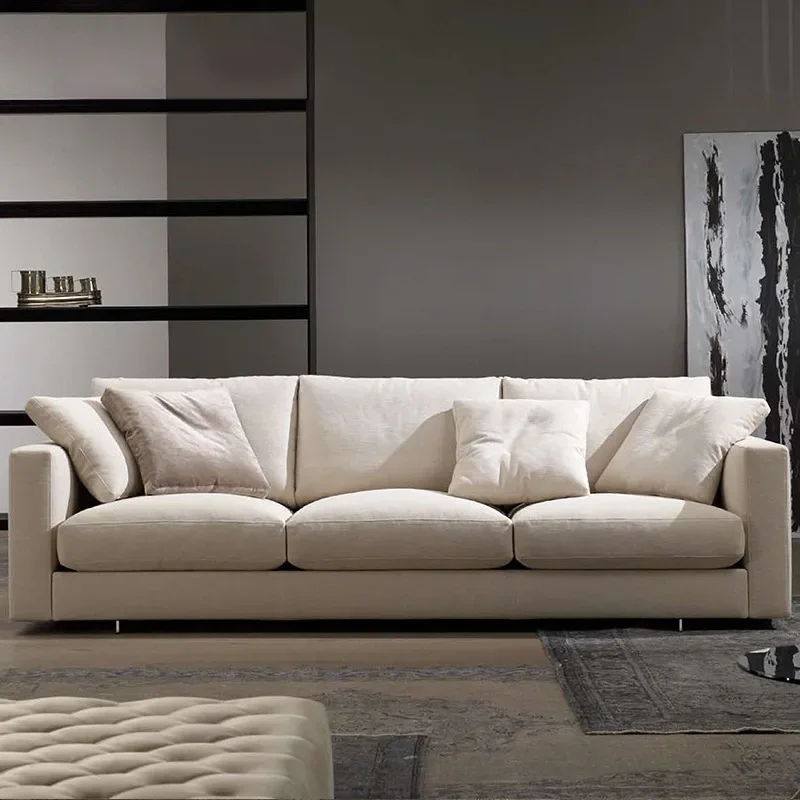 

Technology fabric sofa small apartment combination living room solid wood decoration three-person latex furniture