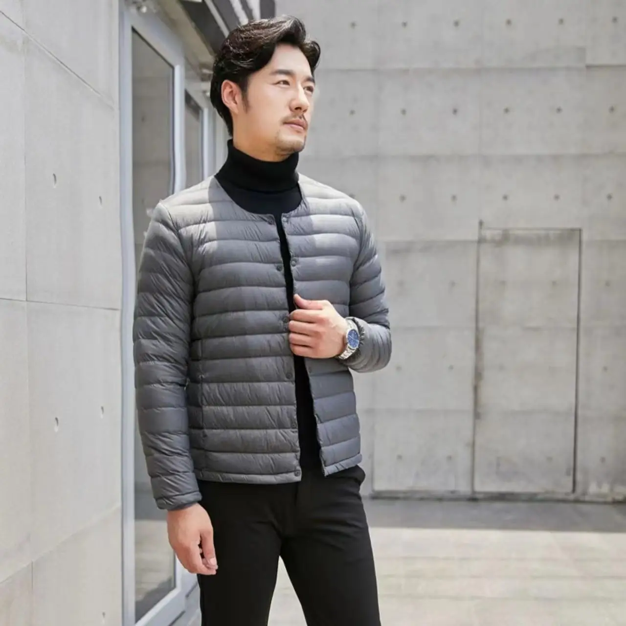 0-10℃ Men\'s Down Jackets 2024 New Autumn Winter Ultra Light Man Duck Down Coats Portable Collarless Puffer Outerwear Overcoat