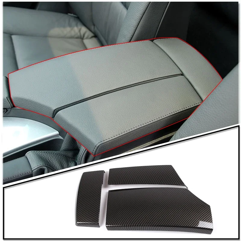 

For BMW 5 Series E60 2004-2010 Carbon Fiber Stowing Tidying Armrest Box Protect Stickers Cover Trim Auto Accessories