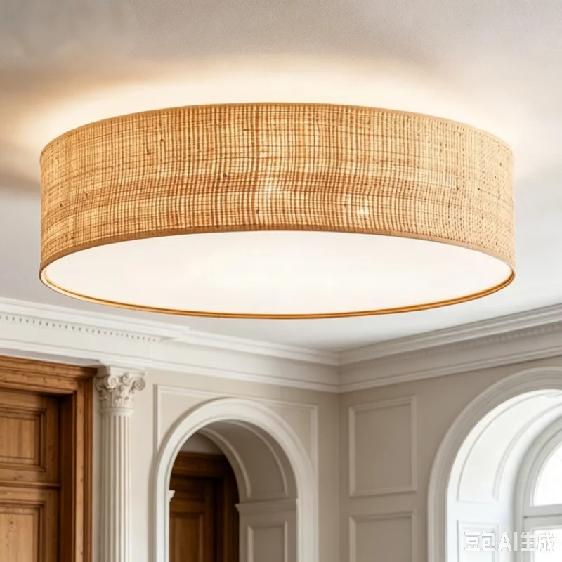 Raffia grass rattan ceiling lamp retro art wabi wind living bedroom homestay master creative personality decor pendant lights