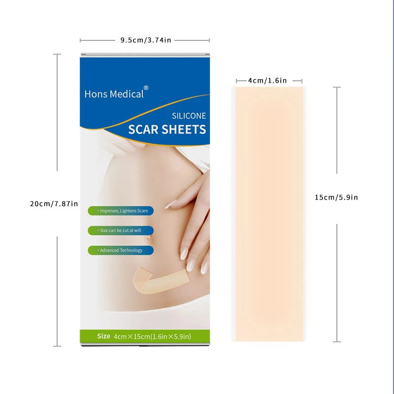 

4x15cm 3pcs Silicone Scar sheet Self-Adhesive Scar Cover Tape Scalable for Burn Injury C-Section Keloid Skin Care