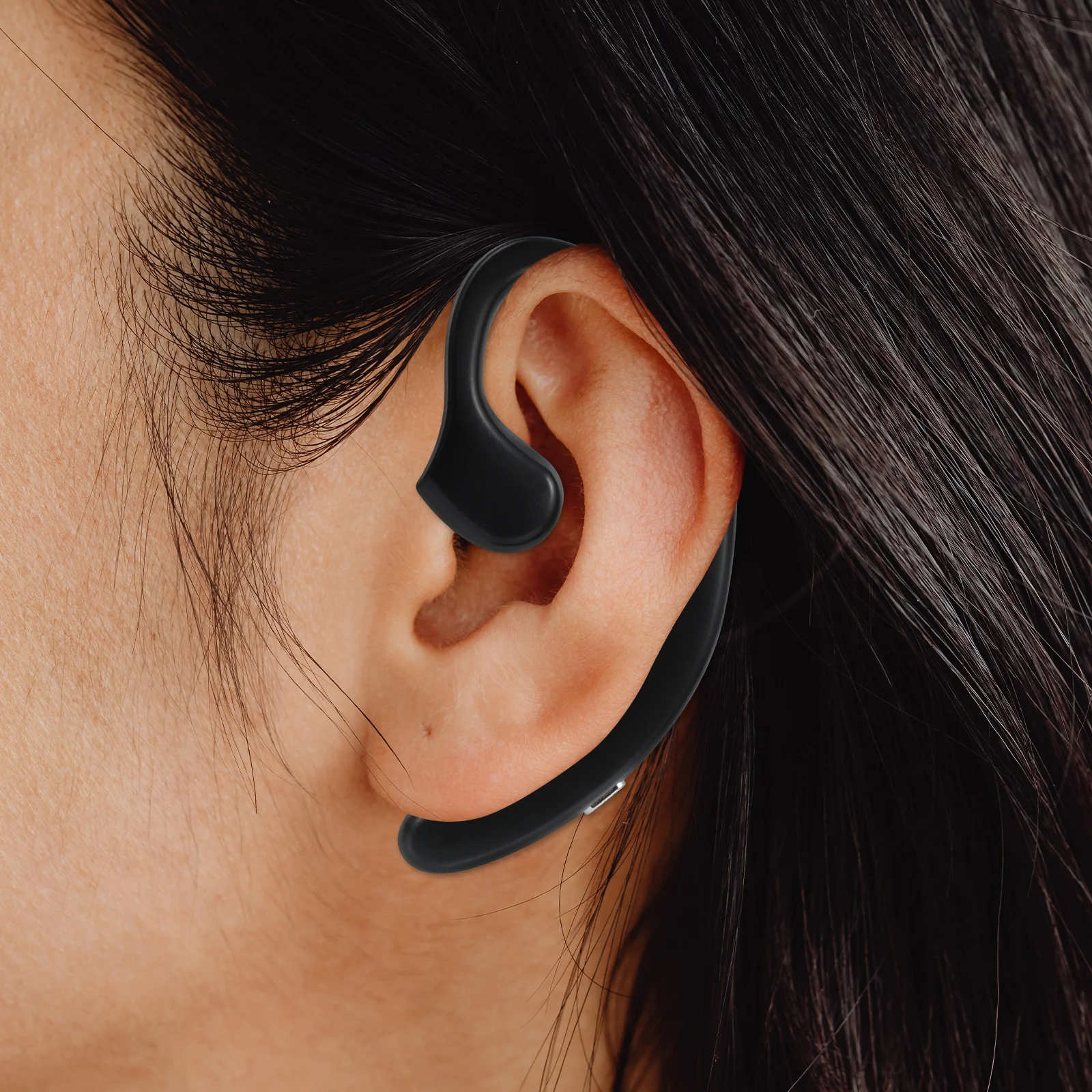 

1pc Business Bone Conduction Headset Wireless Earphones For Running Camping Outdoor Hiking Black Portable Audio Device