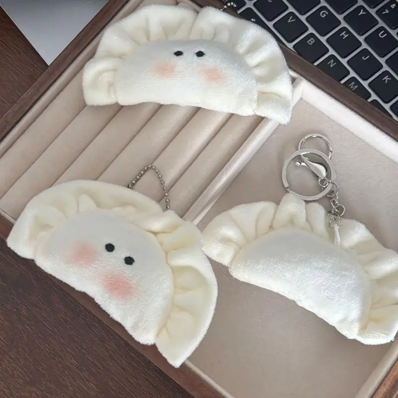 New Cute Plush Dumpling Pendant Keychain Soft Stuffed Keyrings For Boy Girl For Bag Decorations Plush Toys Student Accessories