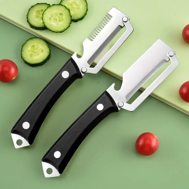Multi Functional Vegetable Peeler With Wooden Handle For Peeling And Slicing Fruits Vegetables Durable Smooth