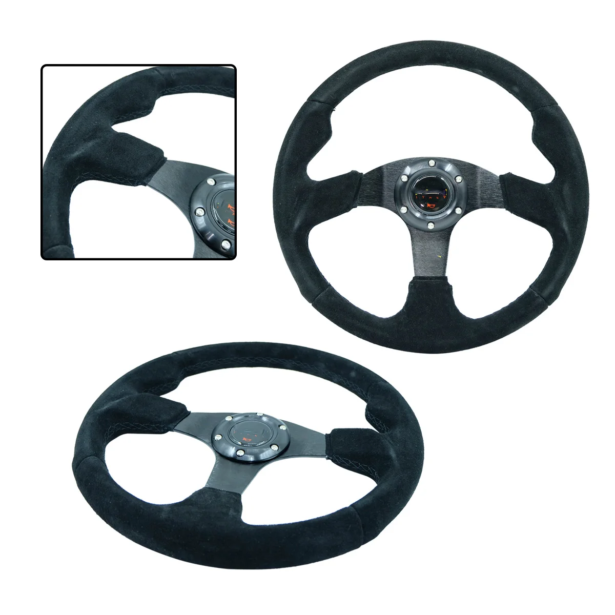

14-дюймовый (350 мм) плоский замшевый гоночный руль для игровых симуляторов, модификация спортивного руля