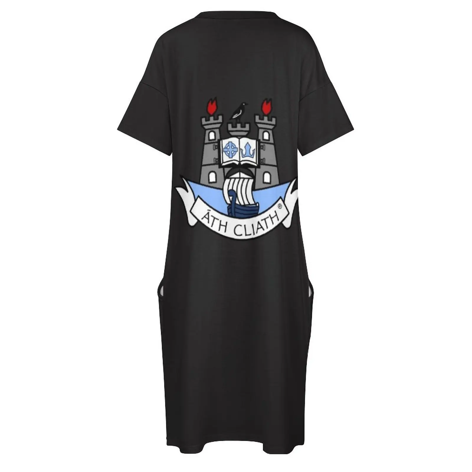 Camiseta con Logo de Dublin GAA, vestido holgado con bolsillos, ropa para mujer, vestido suelto de verano, vestidos elegantes de tallas grandes