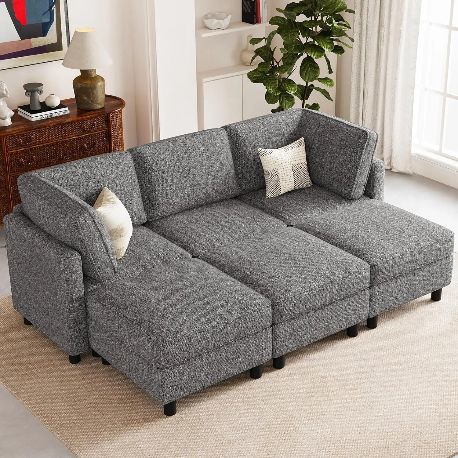 

84.3" Modular Sectional Sofa 6 Seats Sleeper Sofa Washable Sectional Couches for Living Room Comfy Couches with, Customized