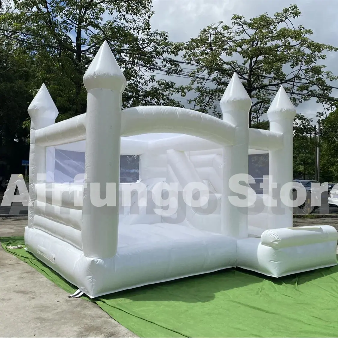 Casas de rebote inflables blancas con tobogán y PISCINA DE BOLAS, Castillo de rebote blanco, Combo de rebotador de aire personalizado, 13x13 pies/15x13 pies