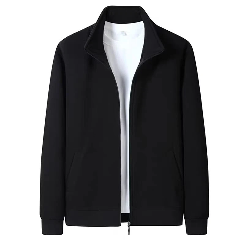 

Men's Stand Up Collar Jacket for Autumn Winter Casual Windproof Sports Zipper Jacket Air Layer Fabric Single-layer Non Velvet