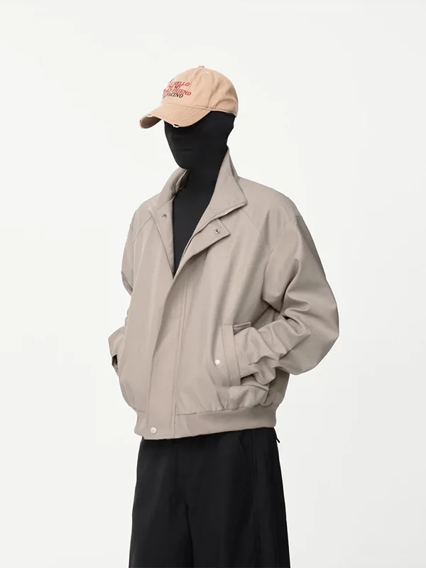 

Cleanfit Men's Pilot Jaet Stand Collar Svel Coat Trendy Autumn Faion Zipper Closure Loose Fit Polyester Fiber