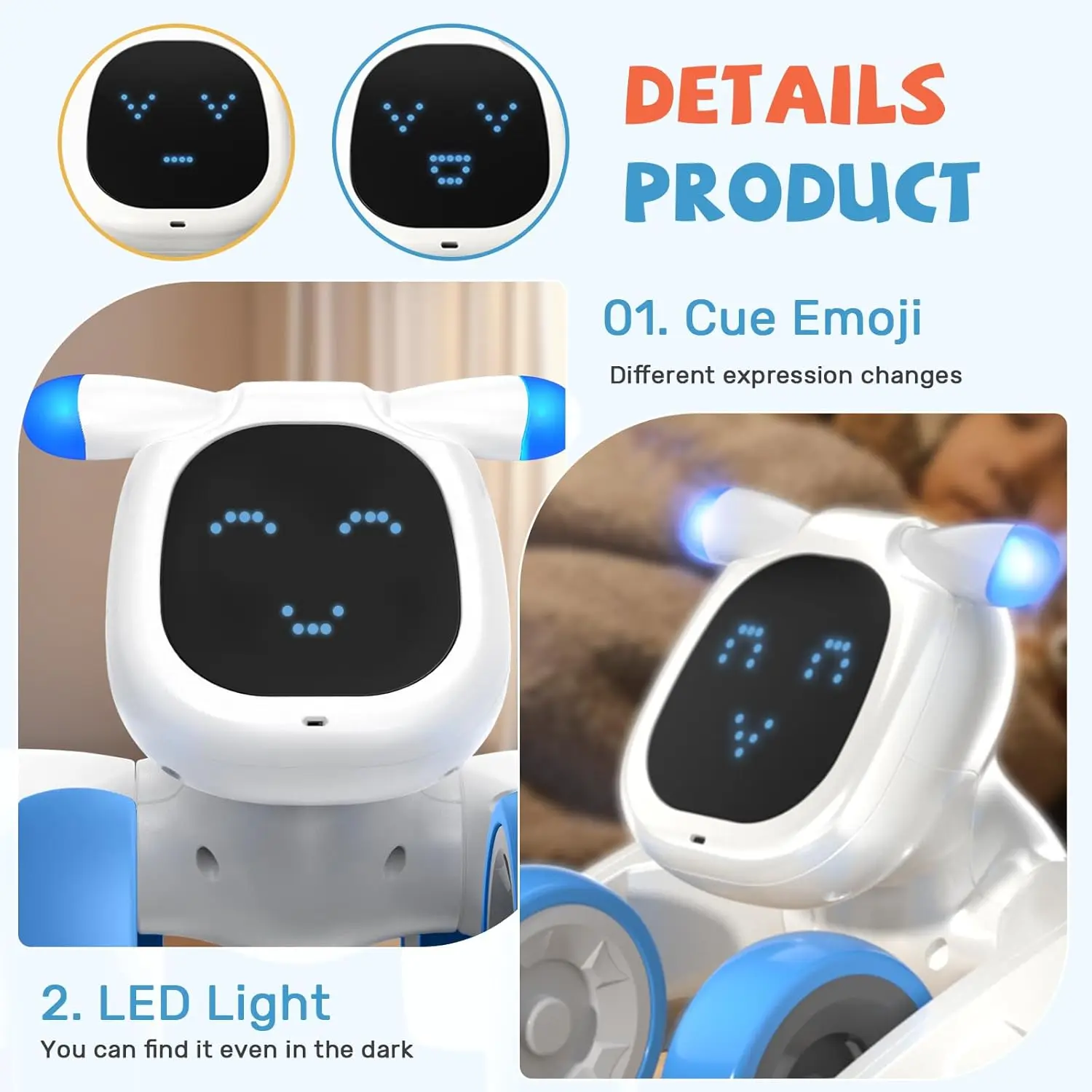 Robot inteligente para perros, juguete electrónico inteligente, acrobacias, comando de voz, programable, sensación táctil, música interactiva, mascotas parlantes