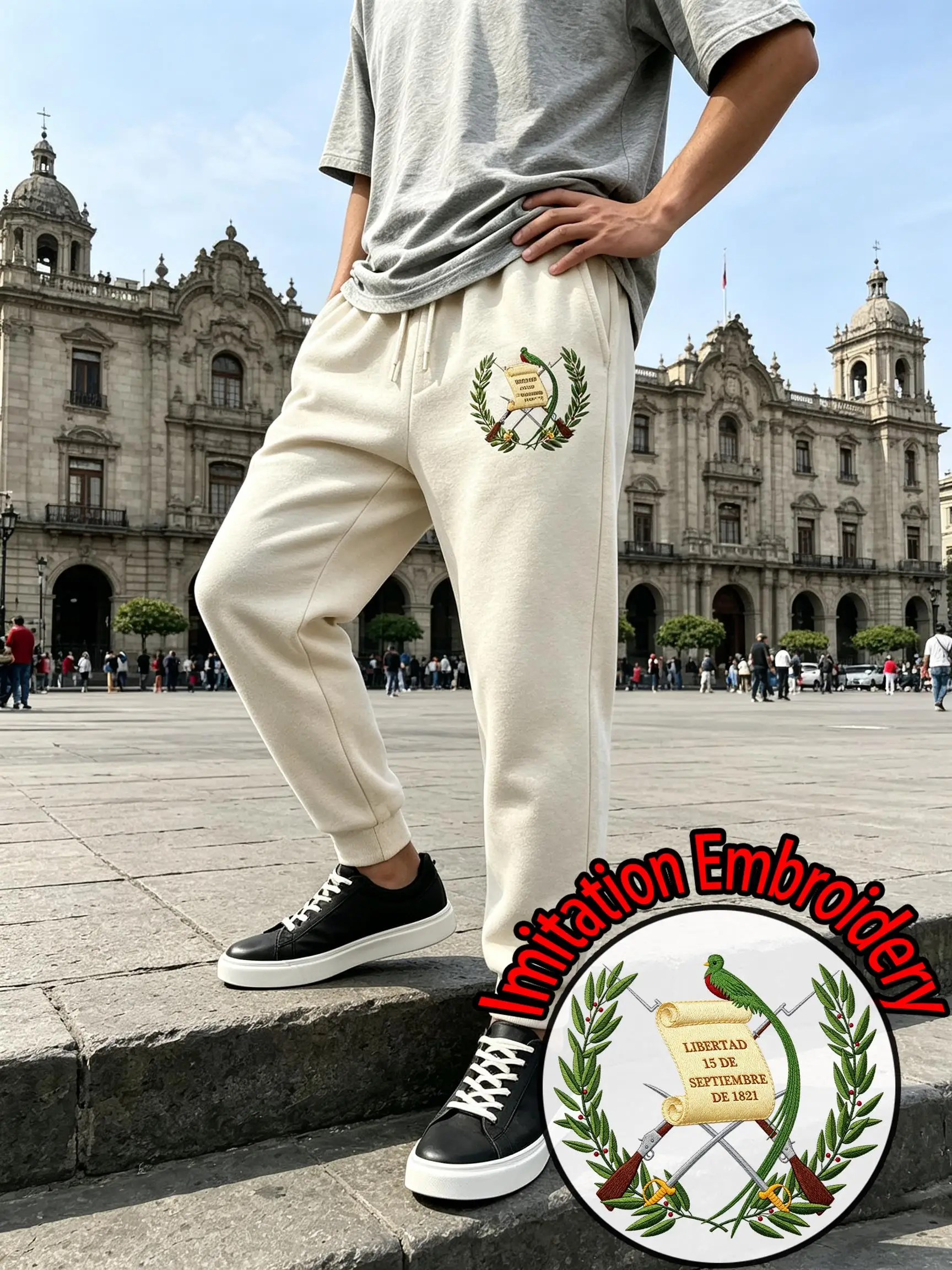 Men'S Fashion Guatemala - 과테말라 스타일 자수 프린트 남성용 스웨트팬츠