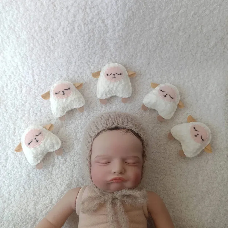 ️5pcs Newborn Photography Props Accessories Handmade Sleepy Sheep Studio Baby Photo Decoration Infant Shoot Accessory Fotografia