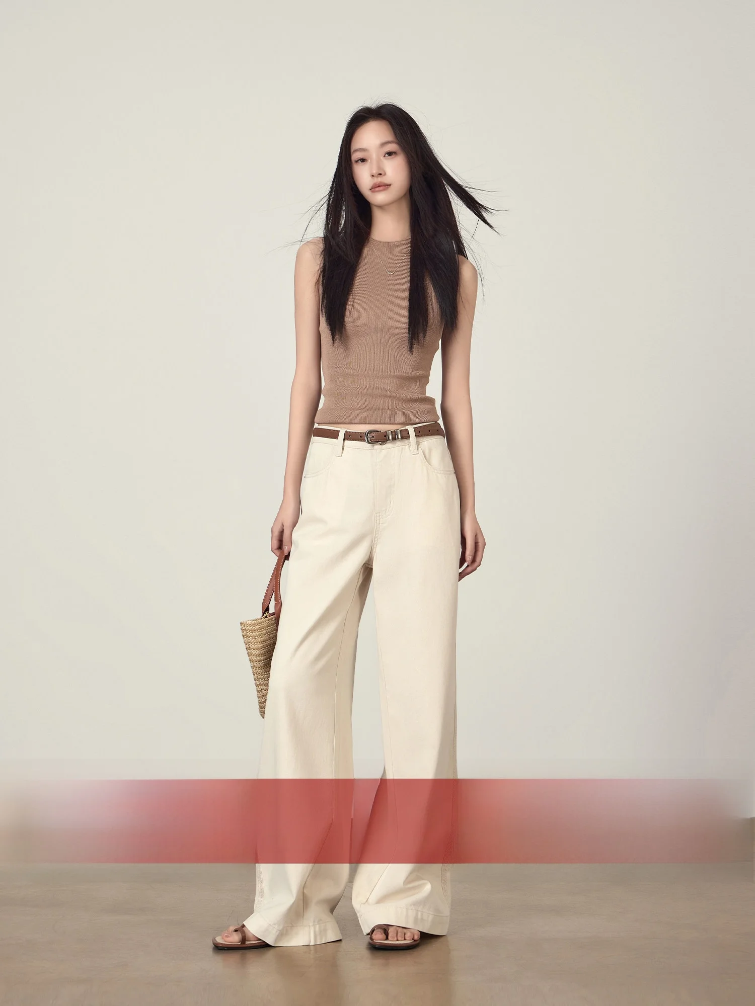 

Summer Thin Wide Leg Pants Women's Loose Fit Linen Denim Casual High Waist Breathable Comfortable Skin-Friendly