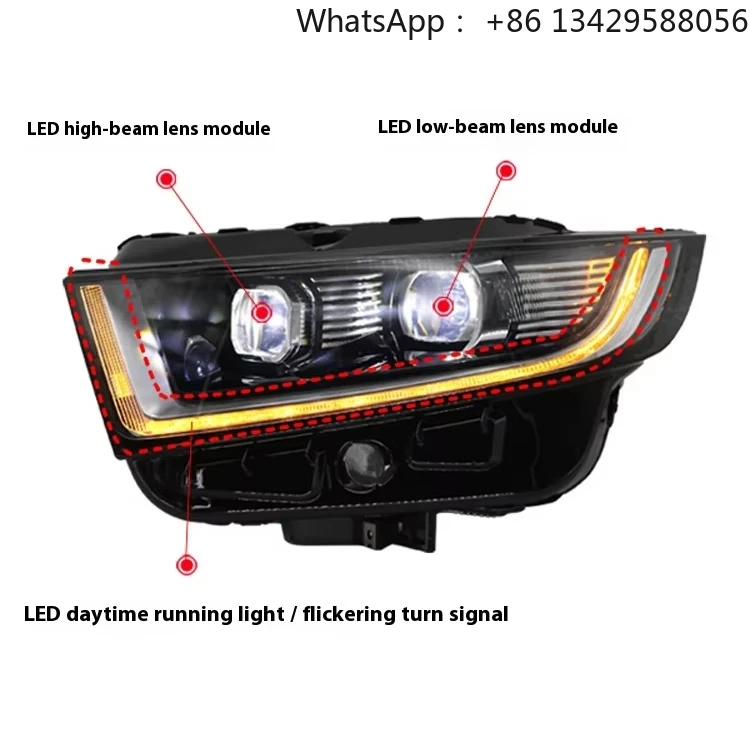 

For Ford Edge 15-18 Headlight Assembly High-End LED Lens Daytime Running Lights Turn Signals Sharp World Modified 6000k Color