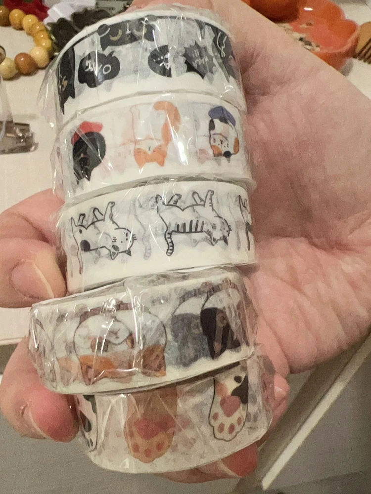 1X1.5 سنتيمتر x 5 متر الزخرفية Kawaii جميل القط اشي الشريط مجموعة ل سكرابوكينغ المجلات لاصق شريطٌ لاصق لطيف القرطاسية #1