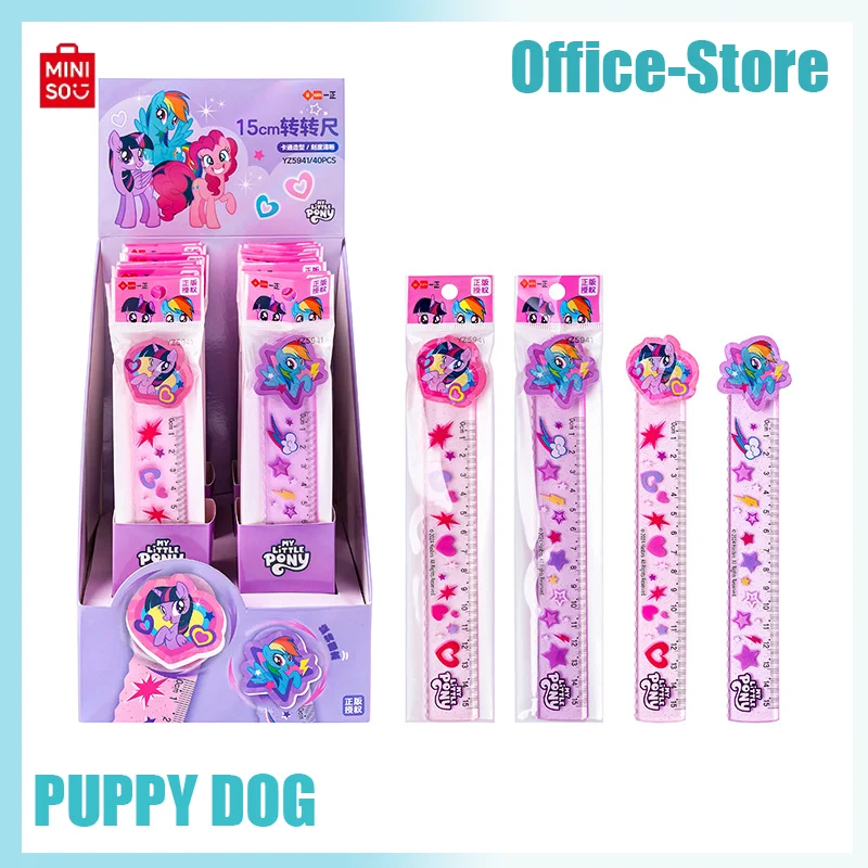 miniso my little pony regua reta dos desenhos animados papelaria escritorio papelaria estudante material escolar regras rotativas 15cm 01