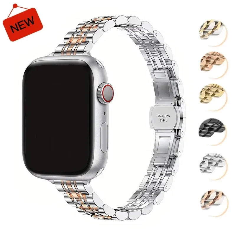 

Ремешок из нержавеющей стали для Apple Watch Ultra 2 Band 49 мм 42 мм 46 мм Металлический браслет iWatch Series 10 9 8 7 6 5 4 3 Женский 45 мм 41 мм
