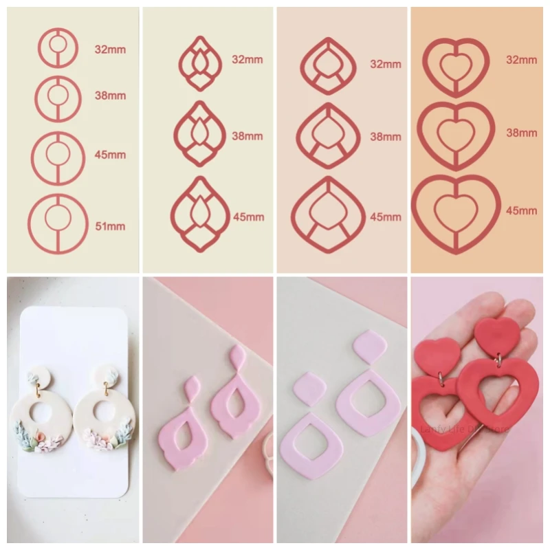 Geometry Ring Polymer Clay Cutter Heart/circle/square Soft Pottery Mold DIY Earring Pendant Jewelry Cutting Modeling Clay Tools