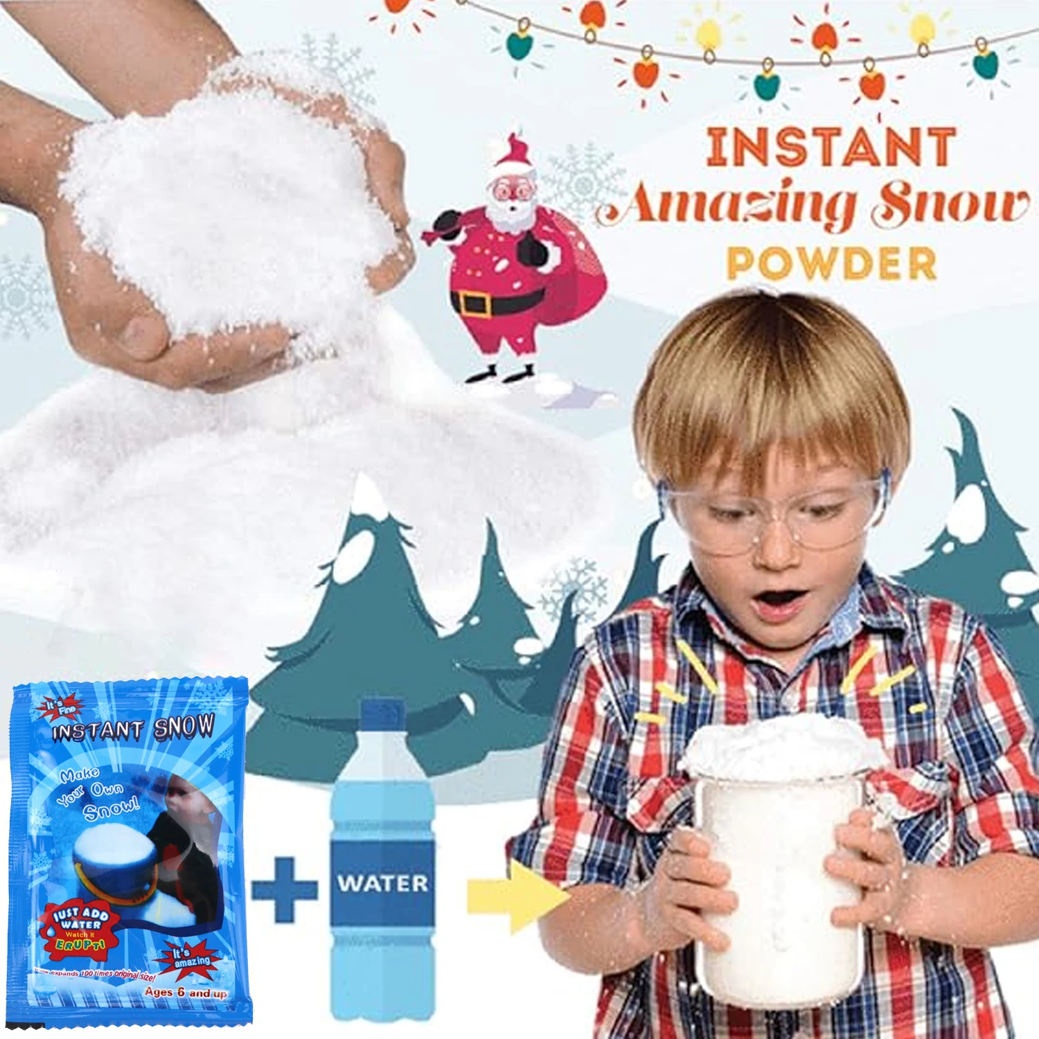 Artificial powder mixture used for making fake snow, weddings, and fairy house decorations