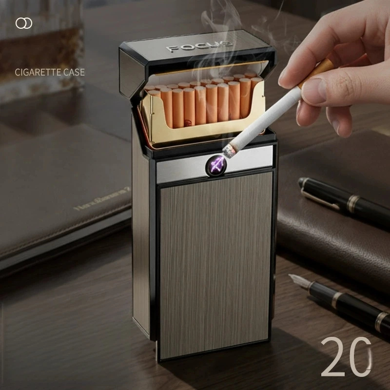 

New Type Cigarette Lighter Windproof Personalized USB Arc Ignition Thick Medium and Fine Charging Cigarette Holder
