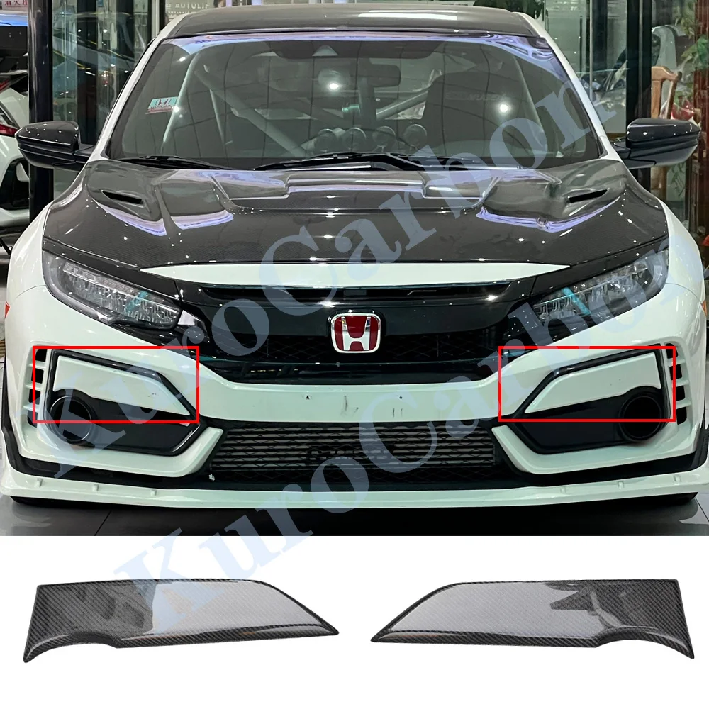 For Honda Civic 10TH FK8 TYPER MU Style Carbon Fiber Front Bumper Fog Lamp Eyebrow Air Inlet Front Splitters Air Outlet Modified