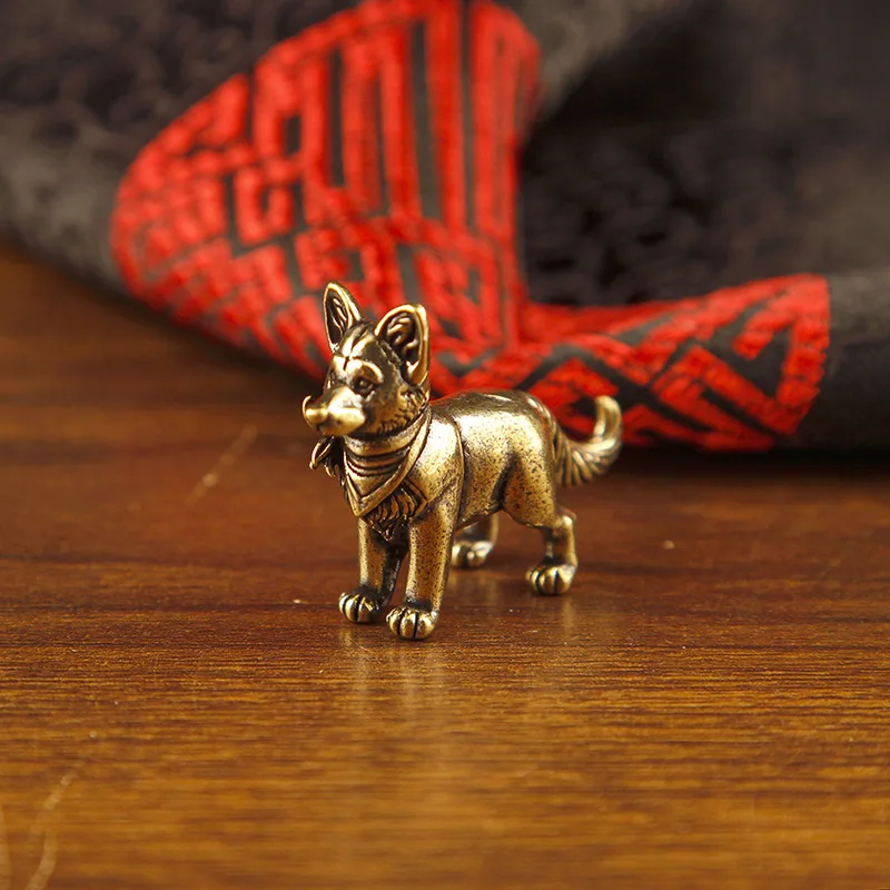 4/2-Piece Set of Small Dog Figurines, Brass Guardian Dog Statues, Mini Zodiac Dog Desktop Decoration Crafts, Making Life More Interesting