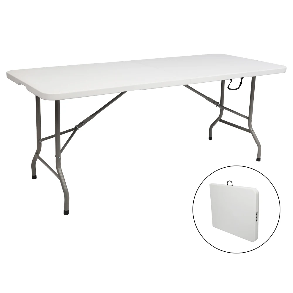 

Outdoor Patio Foldable Rectangular Dining Table, Heavy Duty Stable Structure Easy Fold And Portable Design, Weather Resistant Multifunctional Long Table For Garden Backyard Picnic Party Camping Home Outdoor Leisure Use