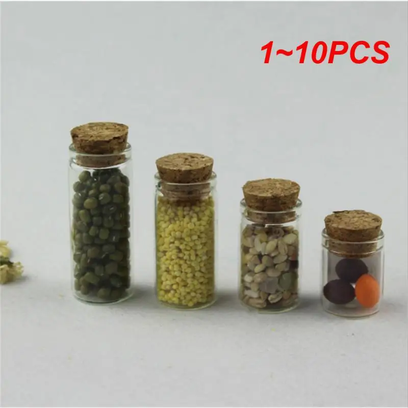 1~10PCS lot 5ml 7ml 10ml 14ml 18ml 20ml 25ml 30ml Glass Test Tube with Cork Stopper Message Bottles Jars Vials Gift Art DIY